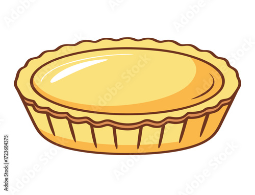 Delicious freshly baked lemon tart illustration on a white background