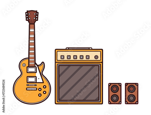 Electric guitar and amplifier set up for a rock performance