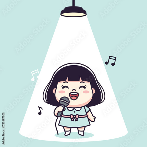 Singing Girl Cartoon Illustration