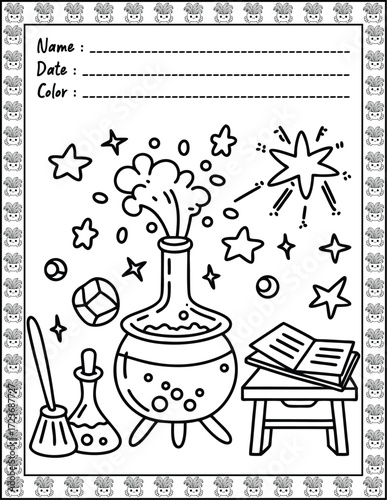 Doodle monsters seamless pattern Bold & Easy Coloring Page with Cute Animals for Adults and Kid. High resolution (300 DPI), Ready to print on standard 8.5x11-(A4) inch paper With (No Bleed), 