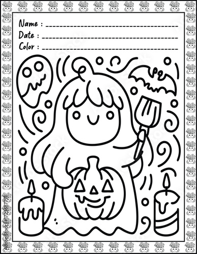 Doodle monsters seamless pattern Bold & Easy Coloring Page with Cute Animals for Adults and Kid. High resolution (300 DPI), Ready to print on standard 8.5x11-(A4) inch paper With (No Bleed), 