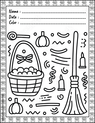 Doodle monsters seamless pattern Bold & Easy Coloring Page with Cute Animals for Adults and Kid. High resolution (300 DPI), Ready to print on standard 8.5x11-(A4) inch paper With (No Bleed), 