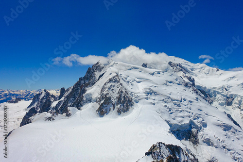 View of the Mont Blanc from the Aiguille du Midi on a Summer Day 