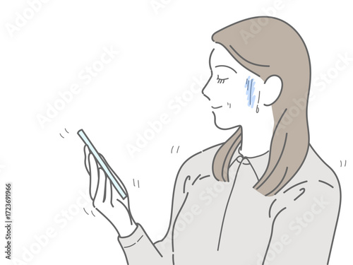 女性　イラスト　不機嫌