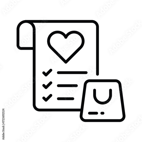 Wishlist icon representing saved items, shopping favorites, and ecommerce lists