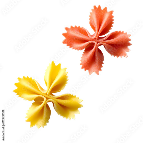 Vibrant Colorful Farfalle Pasta on White Background for Food Photography and Design Projects