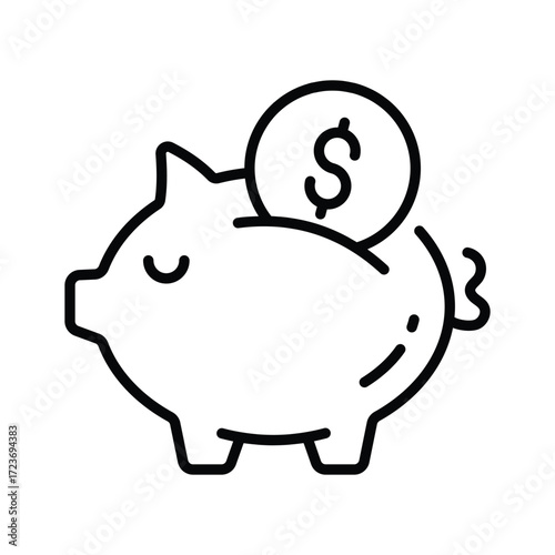 Money savings, budgeting, and ecommerce finance, piggy bank icon design