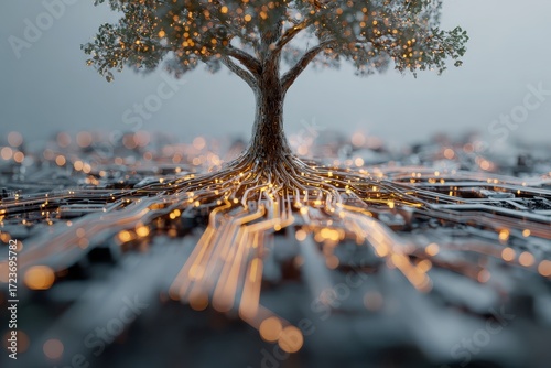 Digital Roots - A Tree Connected to Technology.