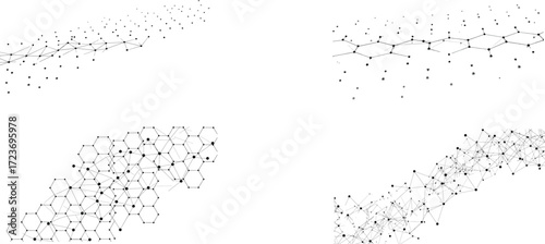 Abstract scientific background with hexagonal molecular patterns and interconnected dots, resembling graphene lattices.