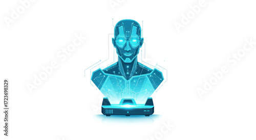 Futuristic Robotic Bust with Glowing Internal Systems.