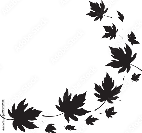 A decorative vector design of a swirl of falling autumn leaves, creating a beautiful seasonal frame