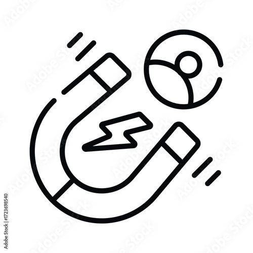 Creatively crafted customer attraction icon in flat outline style