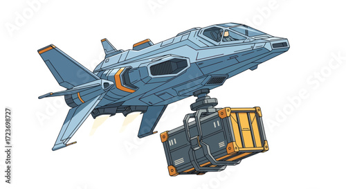 Futuristic Cargo Plane Transporting Valuable Goods.