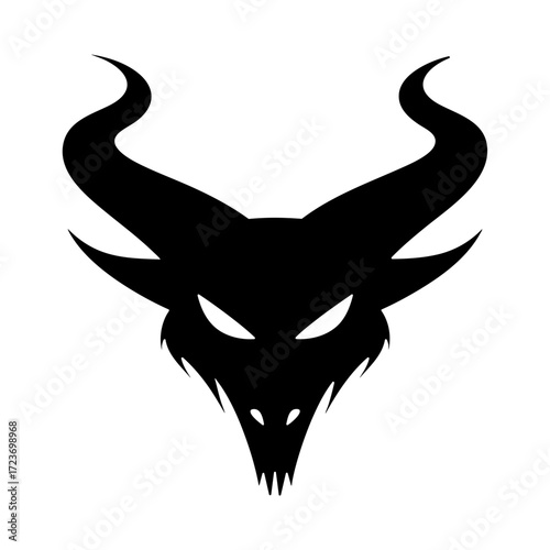 Hell Demon With Horns Solid Illustration