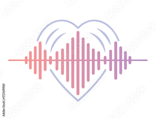 Heartbeat graphic with heart outline showing pulse for medical concept