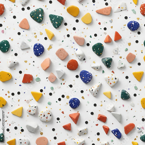 Colorful stones, both large and small, on a clean white background.