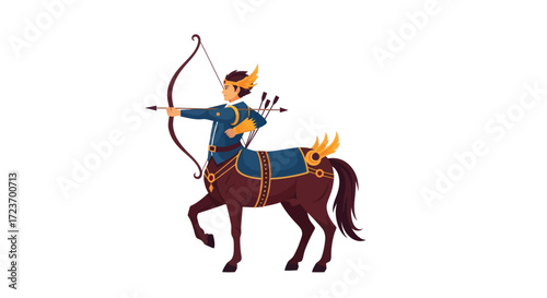 Mythical Centaur Archer with Bow and Arrows Zodiac Sagittarius Symbol.