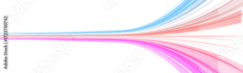 Abstract neon streaks race through space with glowing effects and soft blur. The composition suggests a futuristic expressway at lightspeed. Ideal for modern technology concepts.
