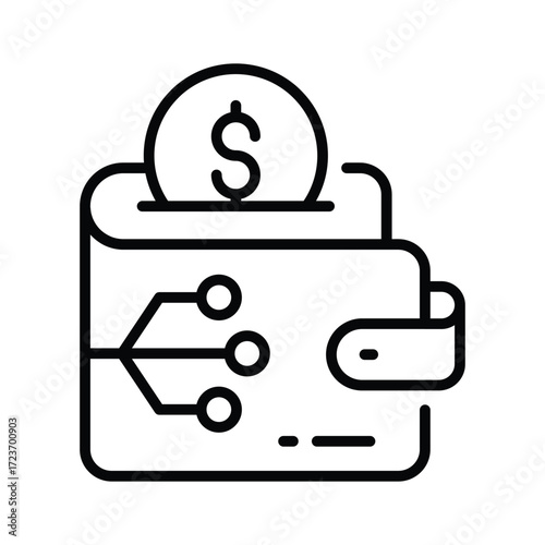 Digital wallet icon representing money storage, finance, and ecommerce shopping
