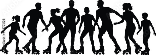 Active family fun roller skating together creates lasting memories and promotes healthy lifestyle for kids and parents with happy memories, fitness