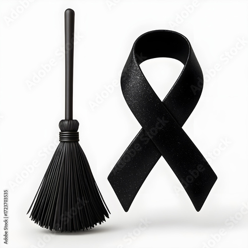 Witch's Broom and Glittery Ribbon
