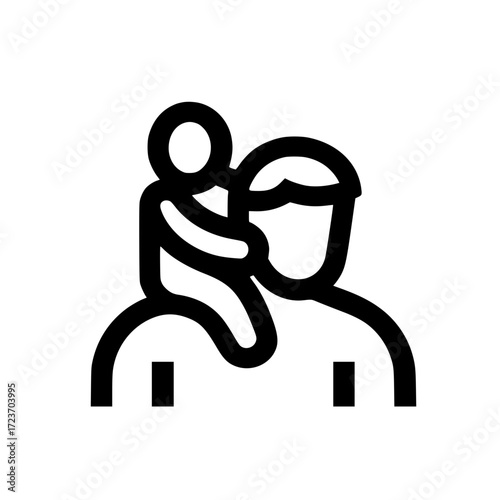 Minimalist icon of father embracing child parental love family unity vector illustration concept