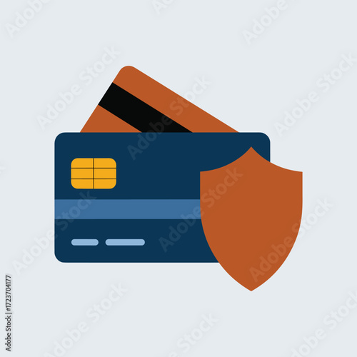 Credit Card with Orange Shield Icon for Financial Security debit card payment