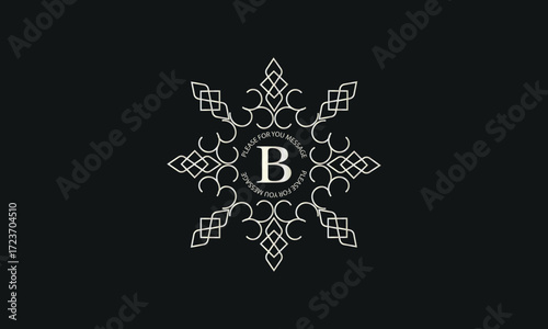 A luxurious monogram logo template for badge design featuring a centered letter B. A trendy vintage frame illustration, perfect for a fashion boutique, store, or hotel brand.