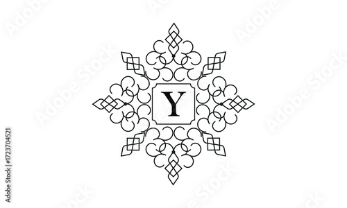 Elegant monogram design with letter Y in the center. Vintage emblem or logo. Calligraphic design. Business sign identical to label, icon, cafe, hotel.
