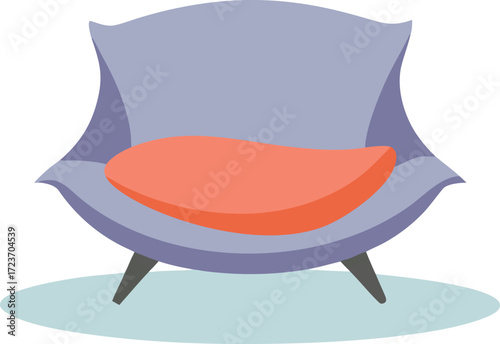 Modern armchair with orange cushion vector illustration scalable eps fabric folds