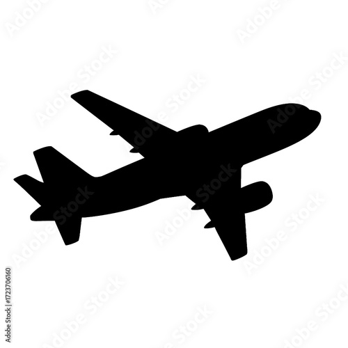 Airplane silhouette on transparent background. Aviation. Transport. Logos. Infographics.