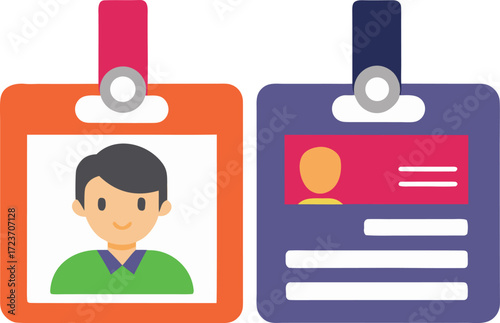 Two id card mockups front and back views vector illustration scalable eps