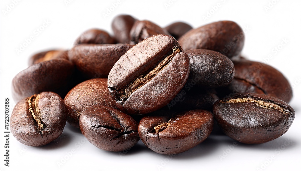 Fototapeta premium Roasted Coffee Beans on White Background