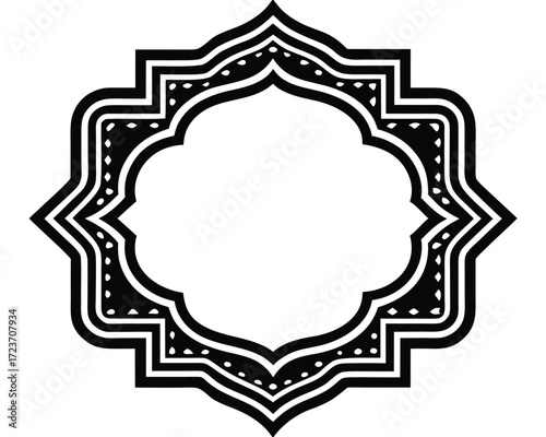 Intricate traditional mughal frame border outline design for banners and advertisements