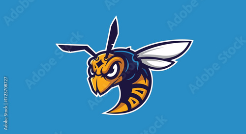 Aggressive cartoon hornet mascot logo design.