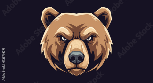 Close-up illustration of a fierce grizzly bear head.