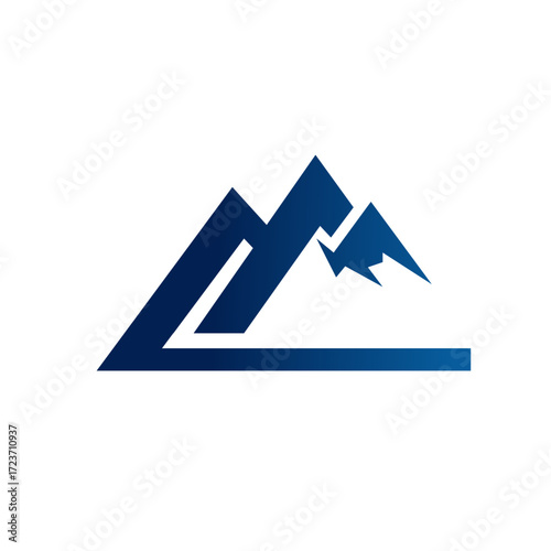 Mountain range logo in dark blue color scheme