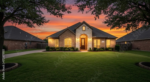Dallas, texas - July 18th 2023: a home at sunset