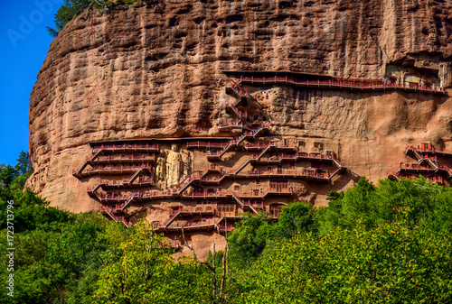 Maijishan Grottoes, a World Cultural Heritage Site in Tianshui City, Gansu Province