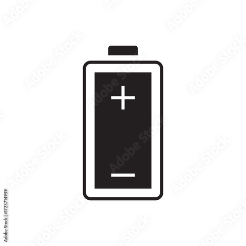 Positive Polarity Battery Icon with Large Plus Sign Symbol