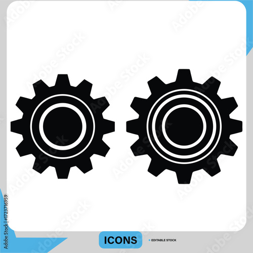 Gear Icons Set Engineering and Industrial Designs Industrial Gears for Business, Engineering, 