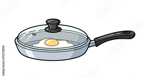 Sunny Side Up: Fried Egg in a Pan with Lid