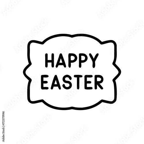 Happy Easter text in a decorative frame for celebration concept  