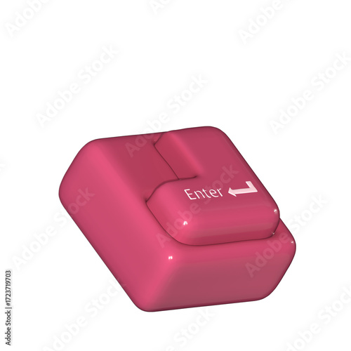 Pink Enter Key Minimalist 3D Design