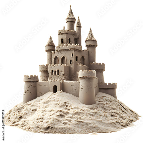 Beautiful Sand Castle Constructed on Scenic Sandy Beach