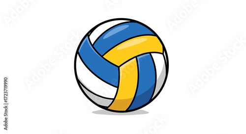 Vibrant Volleyball Illustration with Blue, Yellow, and White Panels