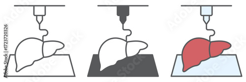 3D bioprinting line and glyph icon, technology and medicine, medical printer sign, vector graphics, a linear pattern on a white background, eps 10.