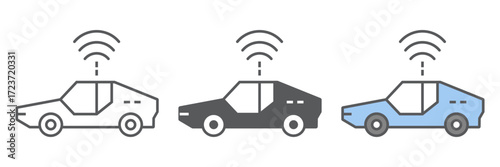 Autonomous car line and glyph icon, technology and future car, self driving sign, vector graphics, a linear pattern on a white background, eps 10.