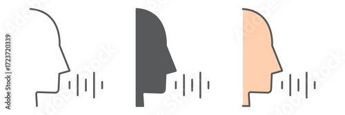 Voice control line and glyph icon, technology and sound, voice command sign, vector graphics, a linear pattern on a white background, eps 10.