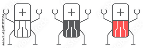 Medical nanobots line and glyph icon, technology and medical, nanorobot sign, vector graphics, a linear pattern on a white background, eps 10.